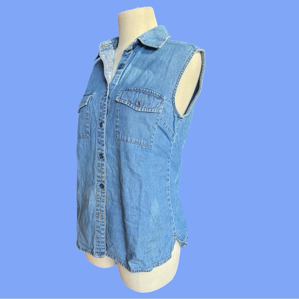 Vintage BILL BLASS denim tank button up